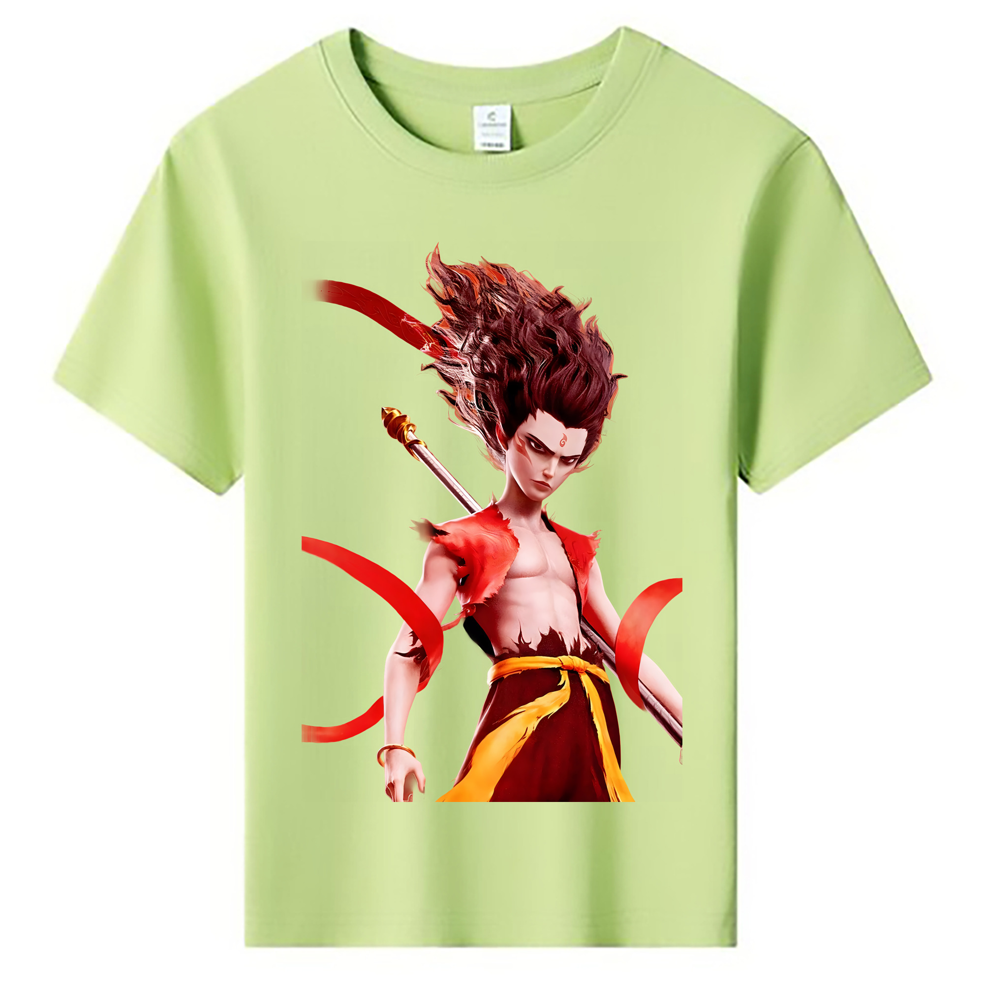 （画像用） Ne Zha 2 ナタ 魔童の大暴れ 綿100％キッズTシャツ（フロントプリント）